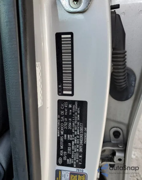 2019 Kia Forte Fe from USA, damaged, VIN 3KPF24AD2KE108577